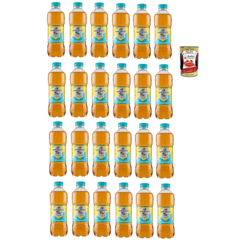 San Benedetto Thè Deteinato Limone, entkoffeiniert Eistee The' Zitrone PET Einweg, ice tea erfrischend, Ohne Konservierungsstoffe und künstliche Farbstoffe 24x 500ml inkl. Italian Gourmet polpa 400g Original italienisch