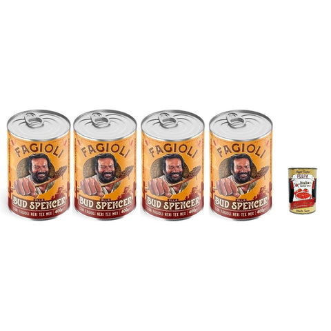 Fagioli alla Bud Spencer Tex Mex, Bud Power- Bud-Spencer-Tex Mex Bohnen fertig zum Probieren 4 x 400gr Original italienisch inkl. Italian Gourmet Polpa 400g