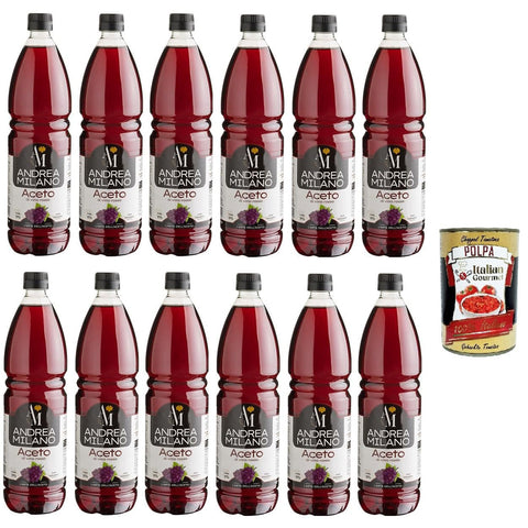 Andrea Milano Rotweinessig 1lt 12x Original italienisch inkl. Italian Gourmet Polpa 400g