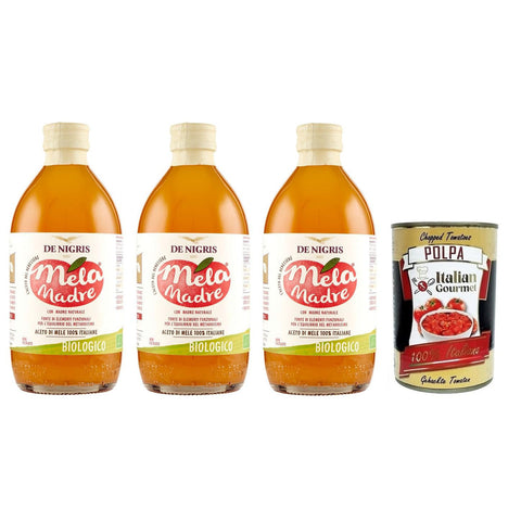 De Nigris Mela Madre Aceto di Mele Biologico, Bio Apfelessig, 100% Italienische Äpfel 3x500ml Original italienisch