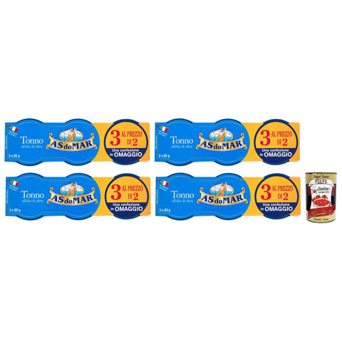 AS do Mar Tonno all'Olio di Oliva,Thunfisch in Olivenöl,ideal in jedem Rezept,80g Dose 12x Original italienisch inkl. Italian Gourmet Polpa di Pomodoro 400g Dose