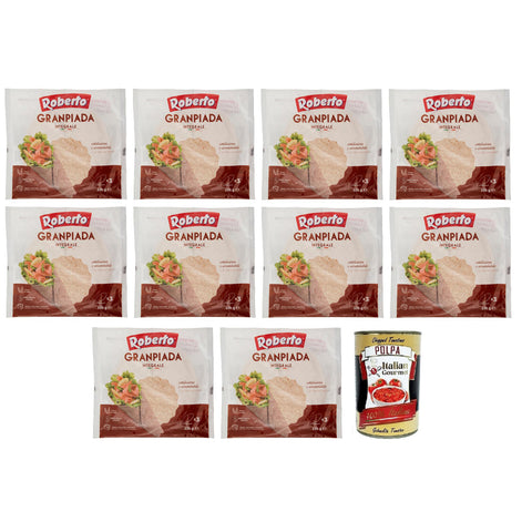 Roberto GranPiada Integrale, Piadina Brot mit Vollkornmehl, Packung mit, Jede Packung enthält 3 Wraps 10x 330g inkl. Italian Gourmet Polpa di Pomodoro 400g Dose Original italienisch