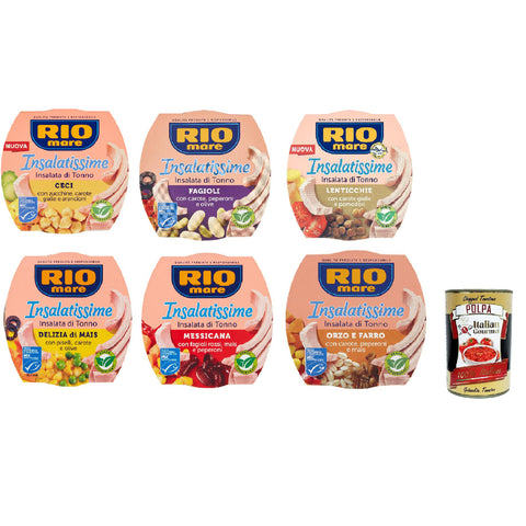 Rio Mare Insalatissime Thunfischsalat Testpaket Fertiggerichte 6x 160g Original italienisch inkl. Italian Gourmet Polpa 400g
