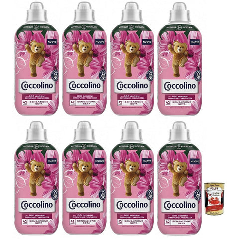 Coccolino Sensazione Seta,100 Tage Parfüm und Frische,Konzentrierter Weichspüler,Seide, 42 Wäschen, 980ml 8x Original italienisch inkl. Italian Gourmet Polpa di Pomodoro 400g Dose