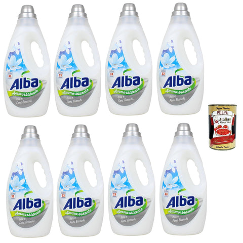 Alba Ammorbidente,Weichspüler Iris und Weiße Blumen, 33 Wäschen, 8x 1850ml Original italienisch inkl. Italian Gourmet Polpa 400g