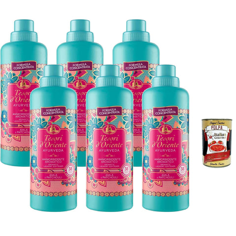 Tesori d'Oriente Ayurveda, ammorbidente concentrato, konzentrierter Weichspüler (Ayurveda, x6) 760 ml inkl. Italian Gourmet polpa 400g Original italienisch