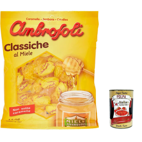 Ambrosoli Caramelle Classiche al Miele, Klassische Honigbonbons sweets, 135g 6x Original italienisch inkl. Italian Gourmet Polpa 400g