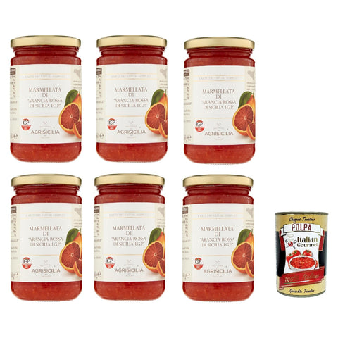 Agrisicilia Marmellata di "Arancia Rossa di Sicilia I.G.P.", Rote Orangenmarmelade von Sizilien I.G.P 6x360g Original italienisch Fruchtaufstrich