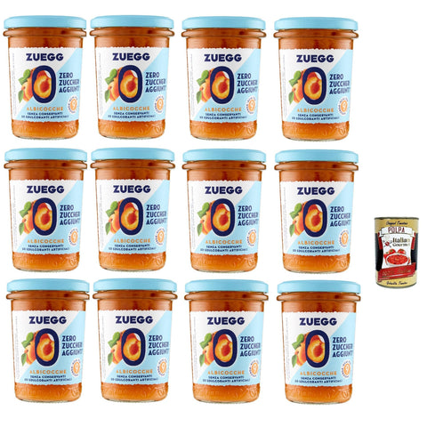 Zuegg zero zuccheri Aprikosen Konfitüre marmelade jam Zuckerfrei, 12x 220g Original italienisch inkl. Italian Gourmet Polpa 400g + Italian Gourmet Polpa 400g