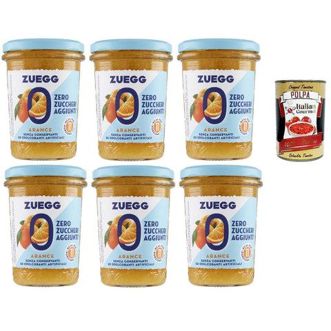 Zuegg zero zuccheri Arance Marmelade Orangen Konfitüre jam Zuckerfrei, 6x 220g Original italienisch inkl. Italian Gourmet Polpa 400g