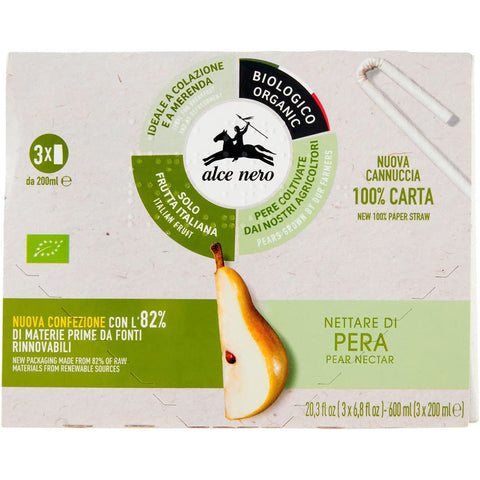 Alce Nero Nettare Biologico di Pera Biologische Birnennektar 3 Brik von 200 ml Original italienisch
