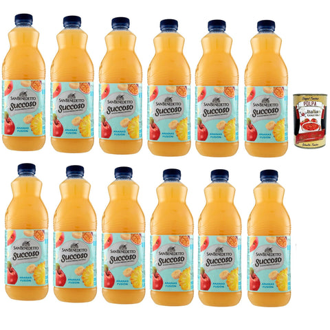 San Benedetto Succoso Ananas Fusion PET flasche 12x 1,5 Lt Fruchtsaft saft Original italienisch inkl. Italian Gourmet Polpa 400g