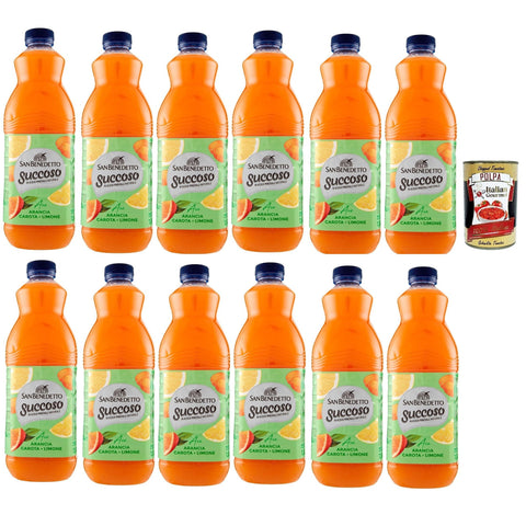 San Benedetto Succoso Zero ACE (carota, arancia, limone) PET 12x 1, 5Lt, PET Karotte, Orange, Zitrone Fruchtsaft saft, Carrot, orange, lemon juice inkl. Italian Gourmet polpa 400g Original italienisch