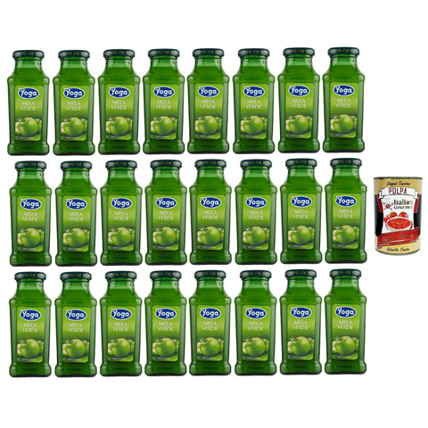 Yoga Magic Bar flasche Fruchtsaft fruit juice Mela verde, grüner Apfel-Fruchtsaft saft 24x 200 ml Original italienisch inkl. Italian Gourmet Polpa 400g