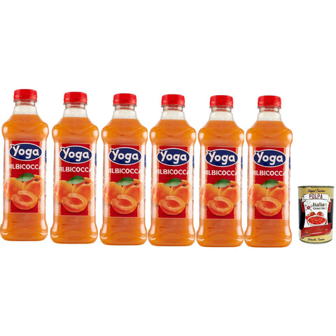 Yoga Succo di frutta Albicocca, Aprikose Früchte Fruchtsaft Getränk Fruchtgeschmack PET flasche fruit juice 6x 1000 ml inkl. Italian Gourmet polpa 400g Original italienisch