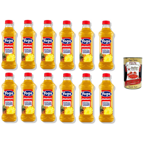 Yoga Succo di Frutta Ananas Senza zuccheri aggiunti Ananas-Fruchtsaft ohne Zuckerzusatz 12x1lt Original italienisch inkl. Italian Gourmet Polpa 400g