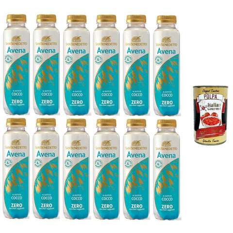 San Benedetto Avena al Gusto di Cocco Haferflocken mit Kokosgeschmack 12x 40cl inkl. Italian Gourmet Polpa di Pomodoro 400g Original italienisch
