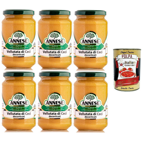 Annese Vellutata di Ceci Decorticati Dekorierte Kichererbsencremesuppe 6x 360gr inkl. Italian Gourmet polpa 400g Original italienisch