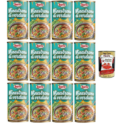 Berni Minestrone di Verdure. Sano, Gustosto, Leggero Gemüse - Minestrone. Gesund, lecker, leicht 12x420gr inkl. Italian Gourmet polpa 400g Original italienisch