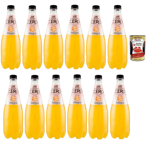 San Benedetto Allegra Zero PET aperitivo ohne Zucker 12x 0,, ohne Zucker Orangensaft Softdrink ohne Zucker, erfrischend orange Aperitiv - Aperif sugarfree 75l inkl. Italian Gourmet polpa 400g Original italienisch