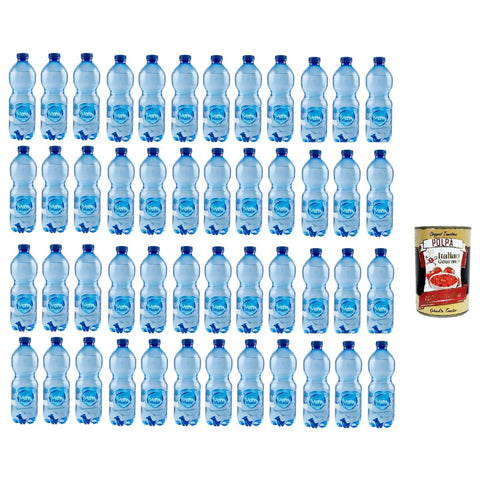 Vera Acqua Frizzante Oligominerale,Oligomineral Sprudelwasser Einweg - PET - Flasche 24x 500ml Original italienisch inkl. Italian Gourmet Polpa di Pomodoro 400g Dose