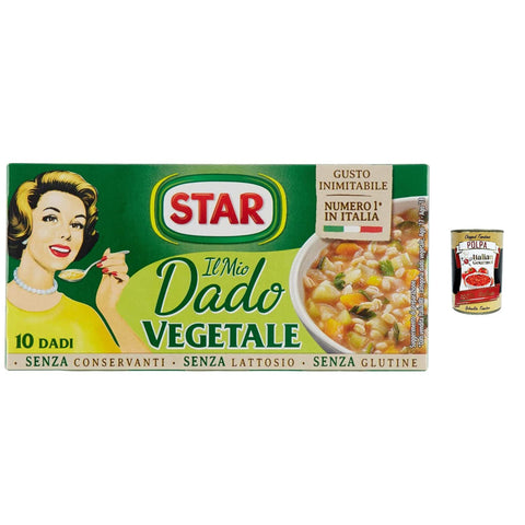 Star il Mio Dado Vegetale mit 9 Gemüsesorten, ohne Konservierungsstoffe, laktosefrei und glutenfre 12x Original italienisch inkl. Italian Gourmet Polpa 400g