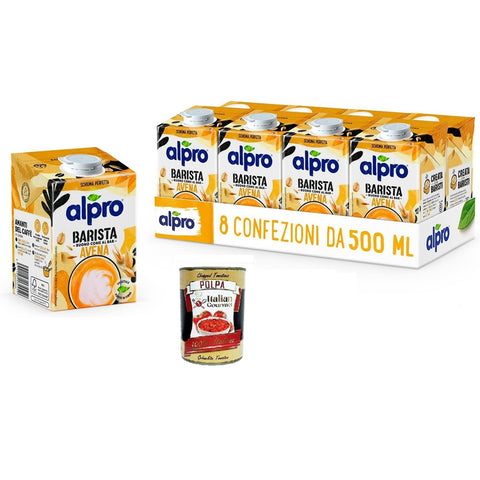 Alpro BARISTA, HAFERDrink, 100% pflanzlich, ideal zum Kaffee (8 Packungen à ) 500 ml inkl. Italian Gourmet polpa 400g Original italienisch