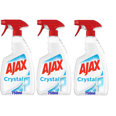 Ajax Reinigungsmittelspray Crystal Clean Gläser | Sprühen Sie Glasreiniger mit Ammoniak I 100% Anti - Flecken | Für Glas, Spiegel und Oberflächen 3x 750 ml inkl. Italian Gourmet polpa 400g Original italienisch