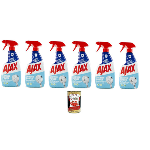 Ajax Shower Power Anti - Kalk - Reinigungsmittelspray für die Dusche 6x 600 ml inkl. Italian Gourmet polpa 400g Original italienisch