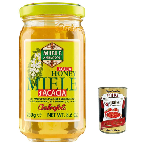Ambrosoli miele d'acacia, Acacia Honig Brotaufstrich Creme 3x 250g inkl. Italian Gourmet polpa 400g Original italienisch