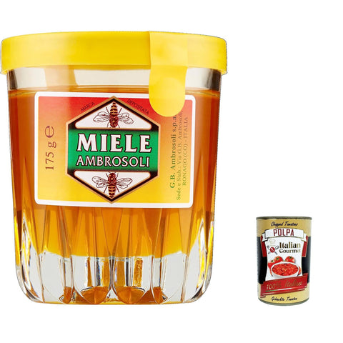 Ambrosoli Miscela Di Miele Di Fiori MILLEFIORI, Millefiori Blumenhonig - Mischung 6x 175 G inkl. Italian Gourmet polpa 400g Original italienisch