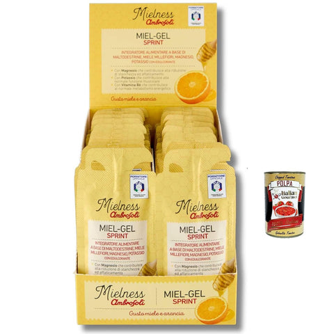 Ambrosoli Mielness Miel Gel Sprint 30ml, Honiggel Honig - Orangen - Geschmack 30 x 30 ml inkl. Italian Gourmet polpa 400gr Original italienisch