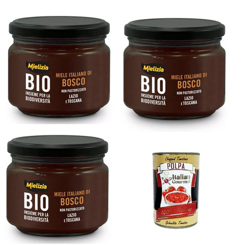 Mielizia Miele Di Bosco Non pastorizzato Unpasteurisierter Waldhonig 3x300gr inkl. Italian Gourmet polpa 400g Original italienisch