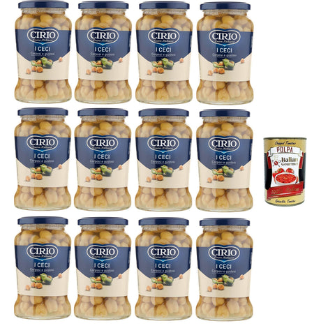 Cirio I Ceci, Corposi e Gustosi I Kichererbsen, vollmundig und lecker 12x370gr Original italienisch inkl. Italian Gourmet Polpa 400g