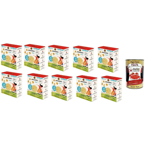 LE PASTINE DI ARMANDO - DAS ALFABETO - 100 % italienischer Weizen - 400 g 10x Original italienisch inkl. Italian Gourmet Polpa 400g