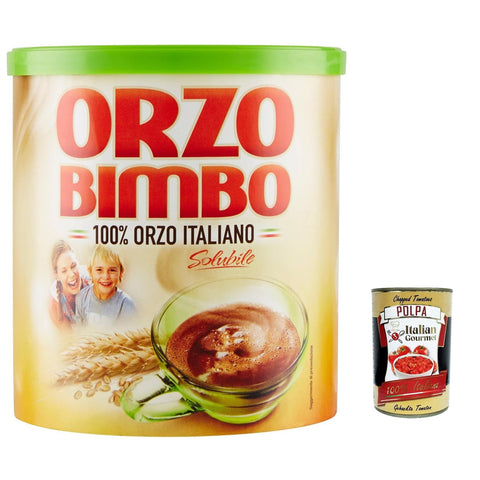 Orzo Bimbo 100% italiano Instant lösliche Gerste Getreidekaffee Kaffee 120 gr 3x Original italienisch inkl. Italian Gourmet Polpa 400g
