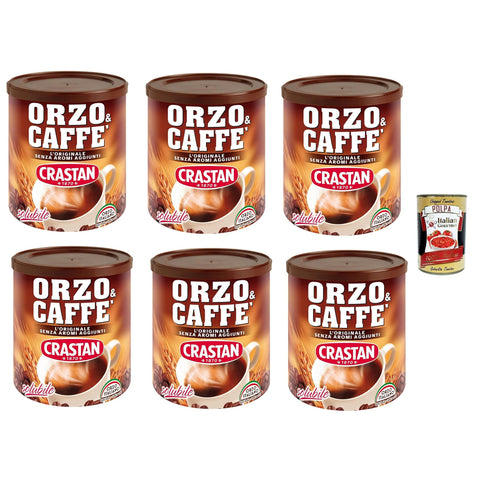 Crastan Orzo & Caffè, Preparato Solubile, Gerste und Kaffee, Löslich vorbereitet, Gerste Getreidekaffee Kaffee 6x 120g Original italienisch inkl. Italian Gourmet Polpa 400g