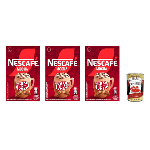 Nescafe NESCAFÉ KitKat Mocha, Instantkaffee mit Milch und Kakao, 3 Packungen mit 7 Beuteln x 21 g Original italienisch inkl. Italian Gouret Polpa 400g