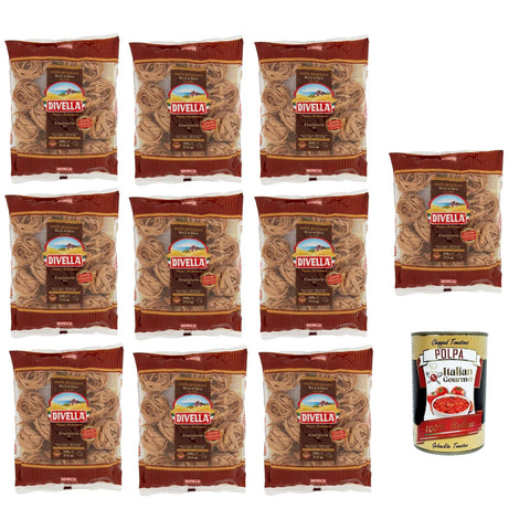 Divella Tagliatelle integrale n. 91 Vollkor Nudeln 10x 500 g inkl. Italian Gourmet polpa 400g Original italienisch