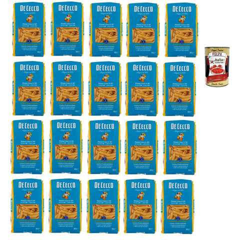 De Cecco Penne lisce N°40, 100% Pasta Nudeln 20x 500g inkl. Italian Gourmet Polpa 400g Original italienisch