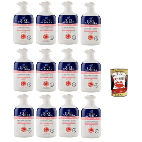 Paglieri Felce Azzurra Detergente Intimo Delicato Sanfter Intimreiniger Intimseife mit Ringelblume pH 5.0 Gynäkologisch Getestet 12x 250ml inkl. Italian Gourmet polpa 400g Original italienisch