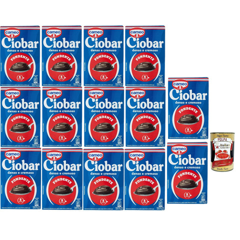 Cameo Ciobar Dark, Heiße Schokolade, Dichte und cremige Getränkemischung mit dunklem Schokoladengeschmack für 5 Tassen, Geeignet für die vegane Zubereitung, 14x 115g Original italienisch inkl. Italian Gourmet Polpa 400g