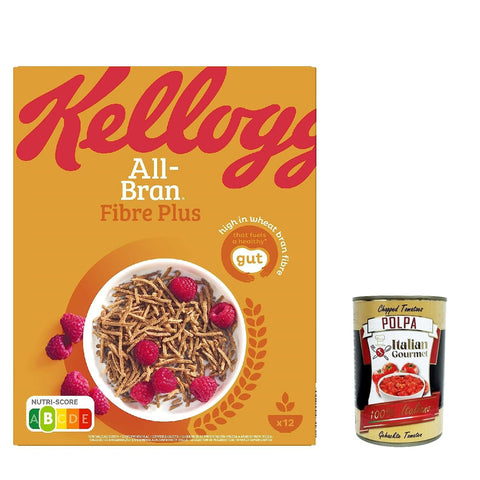 Kelloggs Kellog's Kellogg All - brain membrane mit seinen reichhaltigen Weizenfasern cereals 3x 500 g inkl. Italian Gourmet polpa 400g Original italienisch