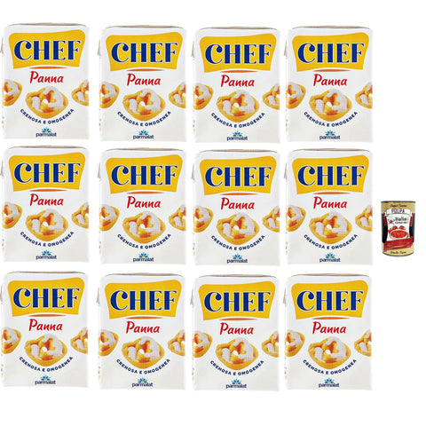 Parmalat Panna chef Sahne per cucinare Kochcreme creme fur Koch, double cream for cooking 12x 200ml inkl. Italian Gourmet polpa 400g Original italienisch