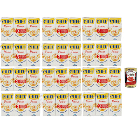 Parmalat Panna chef Sahne per cucinare Kochcreme creme fur Koch, double cream for cooking 12x (3x 125ml) Original italienisch inkl. Italian Gourmet Polpa 400g
