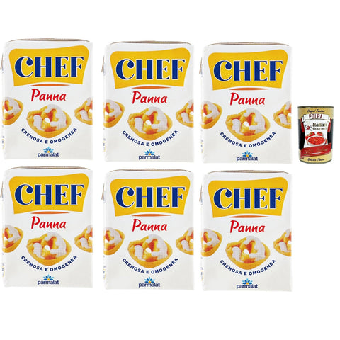 Parmalat Panna chef Sahne per cucinare Kochcreme creme fur Koch, double cream for cooking 6x 200ml inkl. Italian Gourmet polpa 400g Original italienisch