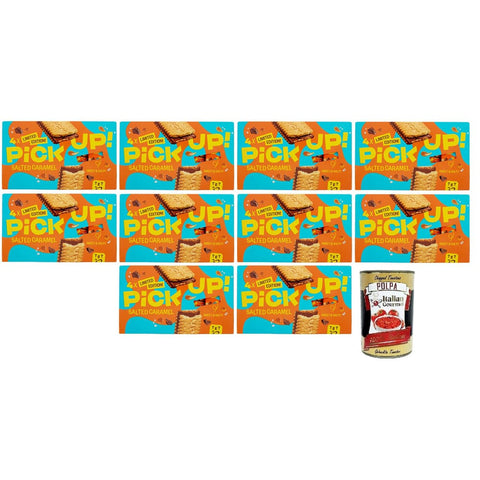 Bahlsen Pick Up Salted Caramel,Milchschokoladentafel mit Gesalzener Karamellfüllung im Doppelkeks,128g Packung,Jede Packung enthält 4 Kekse à 28g 10x Original italienisch inkl. Italian Gourmet Polpa di Pomodoro 400g Dose