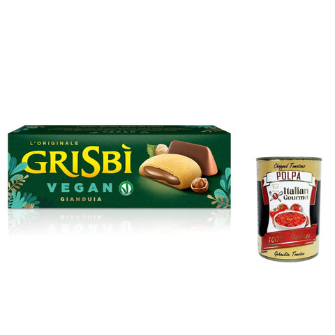 Vicenzi Grisbi Vegan Frolle Ripiene di Crema Gianduia, Biscuits cookies Kekse Shortbread Vegan Gianduia Creme 12x 135G inkl. Italian Gourmet polpa 400g Original italienisch
