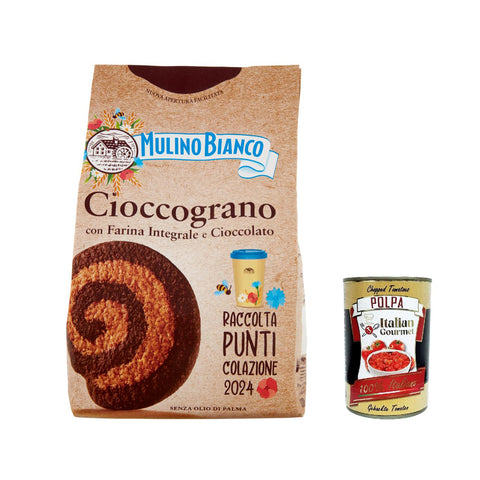 Mulino Bianco Cioccograno Vollkorn kekse mit schokolade 350g biscuits cookies kuchen 12x Original italienisch inkl. Italian Gourmet Polpa 400g