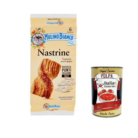 Mulino Bianco Nastrine Blätterteig Kuchen 240g 12x Original italienisch inkl. Italian Gourmet Polpa 400g